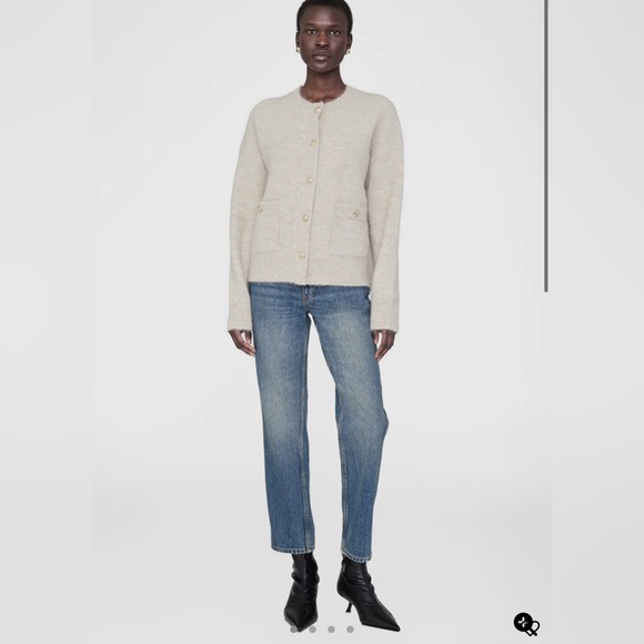 NWT Anine Bing Bobbie Cardigan in Light Oat Size Small Neutral Alpaca Sweater - Picture 6 of 10